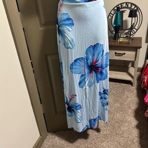 No Boundaries Light Blue Floral Maxi Skirt
